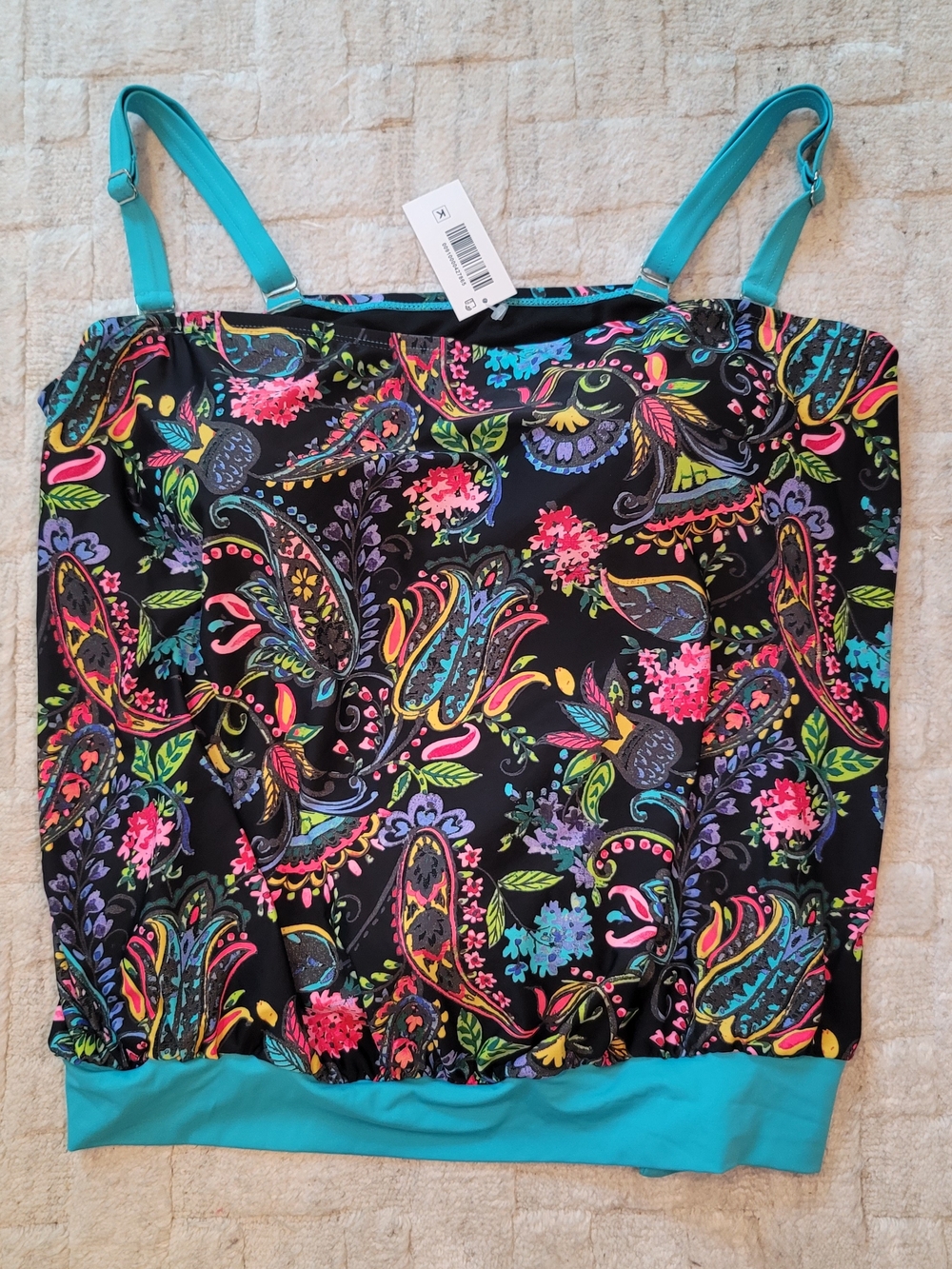 NWT MAZU SWIM Paisley Floral Print Tankini Top Bathing Suit Size 22W